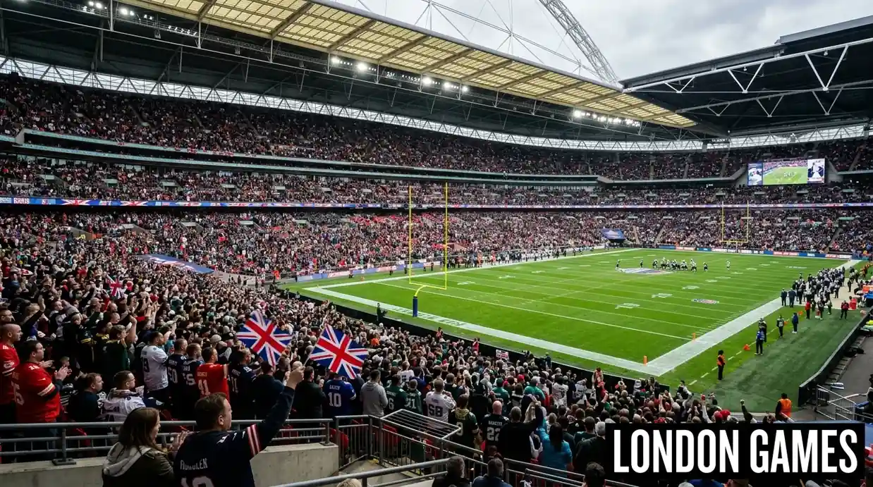 NFL fans filling a packed London stadium during an international regular-season game